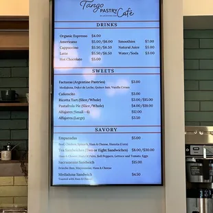 Menu and prices