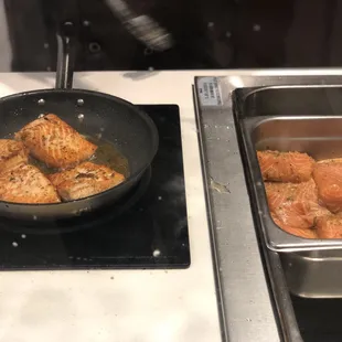 Salmon freshly prepared in front of you at the lunch buffet