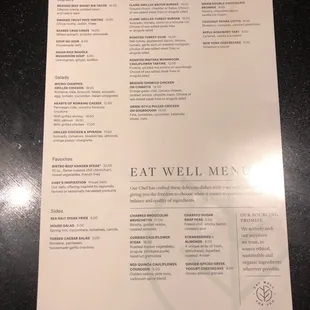 Lunch menu
