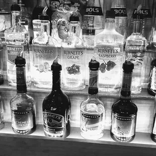 a display of liquor bottles