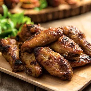 a platter of chicken wings