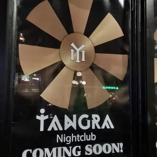 a sign in the window