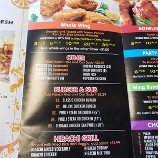 menu