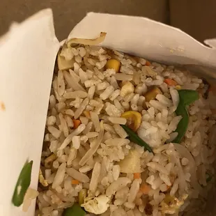 Funny smelling veggie fried rice.