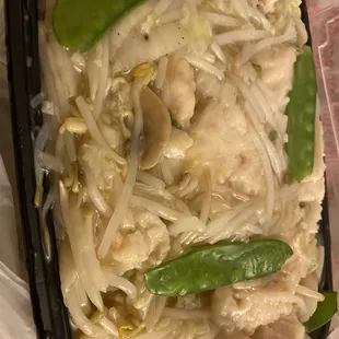 Chicken Chop Suey, totally bland and slimy.