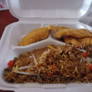 This is a 1 entree plate for the price of $5.75.I ordered Fried Fish and fried Rice.I enjoyed it.