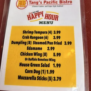 Happy Hour Menu!