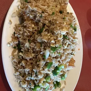 Shrimp F/R. xtra onions, add jalapeno, no peas/carrots. jumbo shrimp!