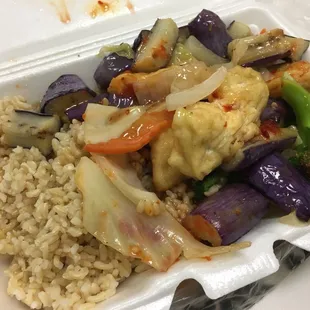 Tofu with eggplant &amp; brown rice