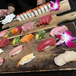 Nigiri and sashimi