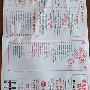 a menu on a table