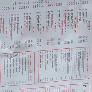 a menu on a table