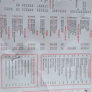 a menu on a table