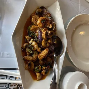 shrimp and eggplant (has a different name on the menu but i did not remember it)