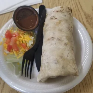 a burrito and salad
