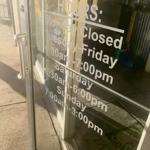 Hours posted -- closed Monday's