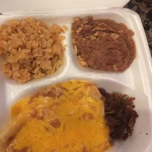 #8 cheese enchiladas and carne asada - crunchy beef