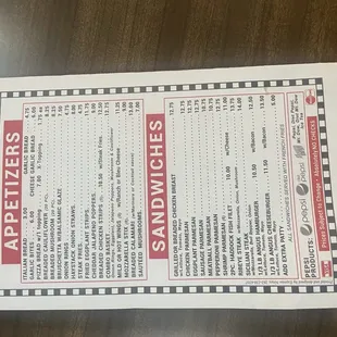 menu