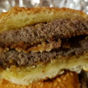 Side view of the Sicilian steak sandwich.