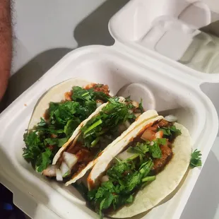 Two tacos with mild sauce