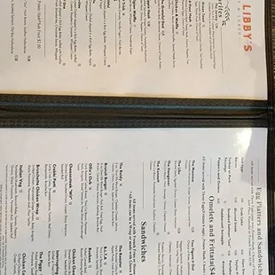 a menu on a table