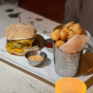 Double Smoked Cheeseburger with Tater Tots
