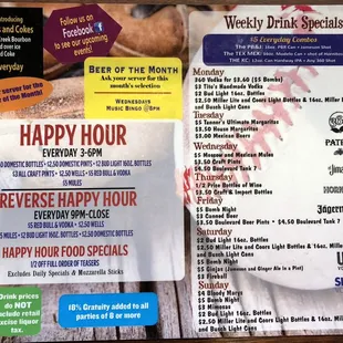 Current Drink Specials and Happy Hour Details