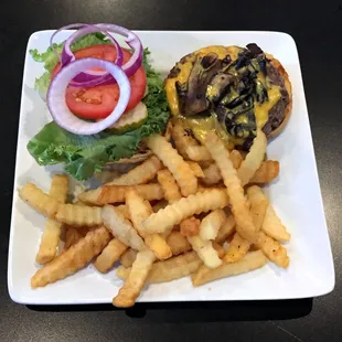 Cheeseburger with Fries (Add Grilled Mushrooms)