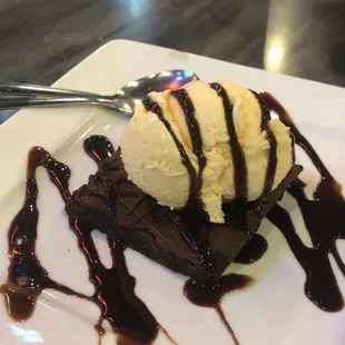 Brownie and ice cream