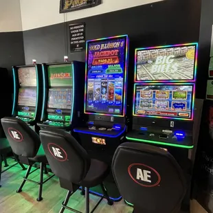a row of slot machines
