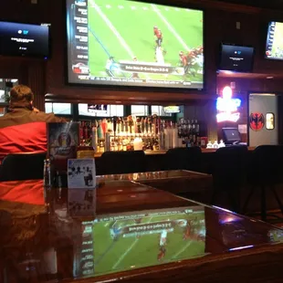 View of main TV at bar
