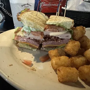 Club sandwich and tots