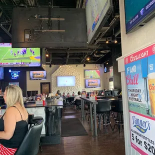 Inside seating with TVs