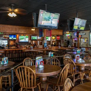 the bar and televisions