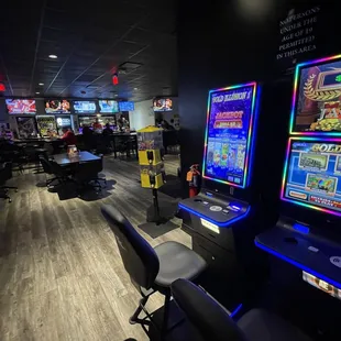 a row of slot machines