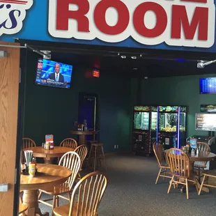 Game room in the back corner