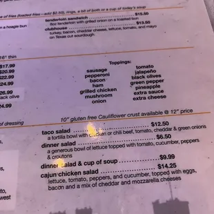 menu
