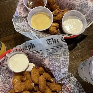 Chicken lips and cheese bites
