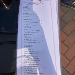 Happy hour menu