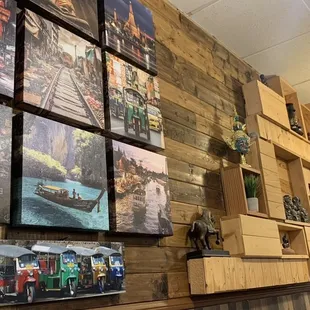 a variety of pictures on the wall