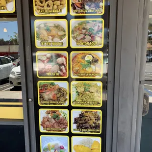 a menu on the door