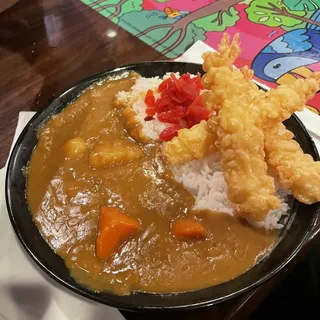 (D8) CURRY SHRIMP TEMPURA DON