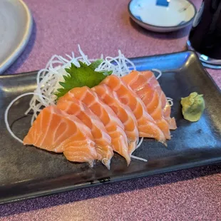 Combination portion of salmon sashimi