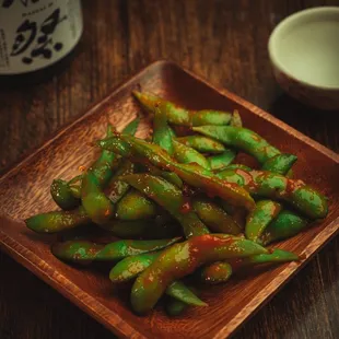 Spicy garlic Edamame