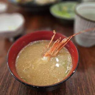 Amaebi miso soup to finish omakase