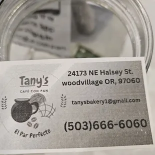 a business card in a jar