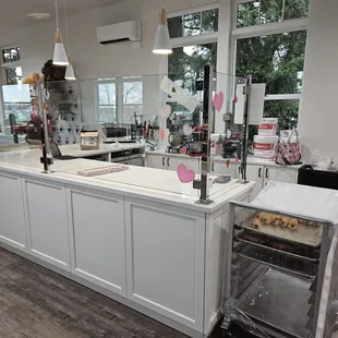 a kitchen with a large island