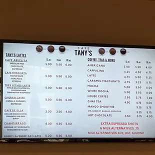 Drink menu