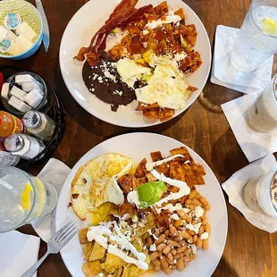 two plates of food on a table