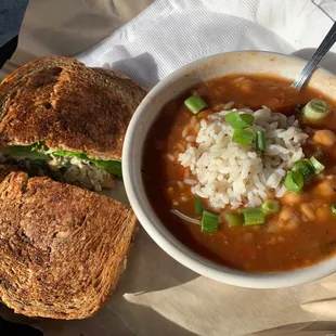 Whole Olive with Chickpea soup